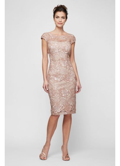 Short Sheath Cap Sleeves Cocktail and Party Dress - Alex Evenings
